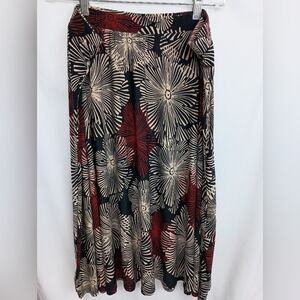Gilli Boho Black Red Dark Romantic Whimsigoth Geometric Floral Maxi Skirt